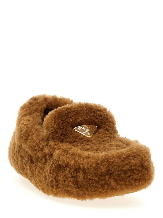 Prada Brown Lamb Leather Slip-On Loafers braun