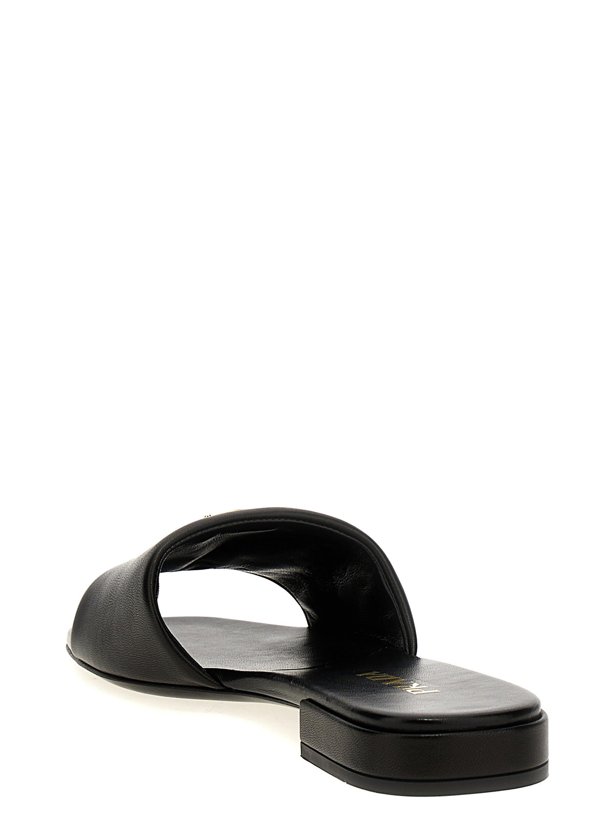 Prada Black Lamb Leather Slides schwarz