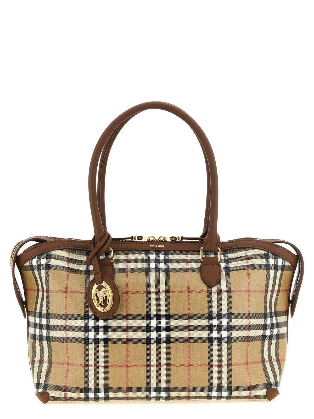 Burberry Beige 'Knight Stamp' Small Tote Bag