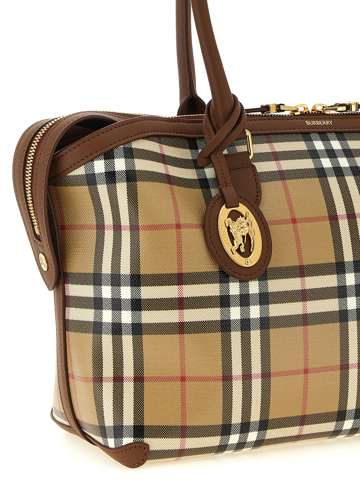 Burberry Beige 'Knight Stamp' Small Tote Bag
