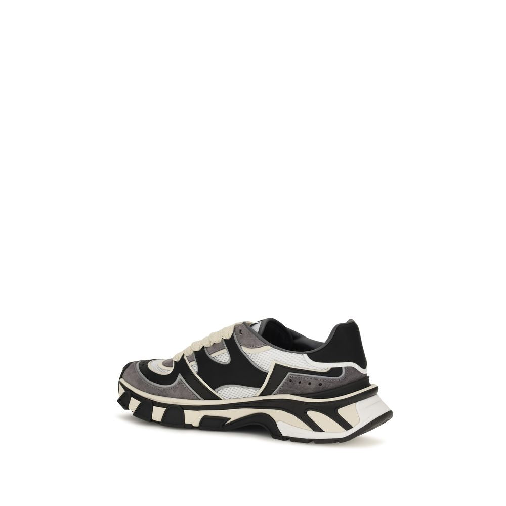 Dolce & Gabbana Gray Leather Chunky Sneakers grau