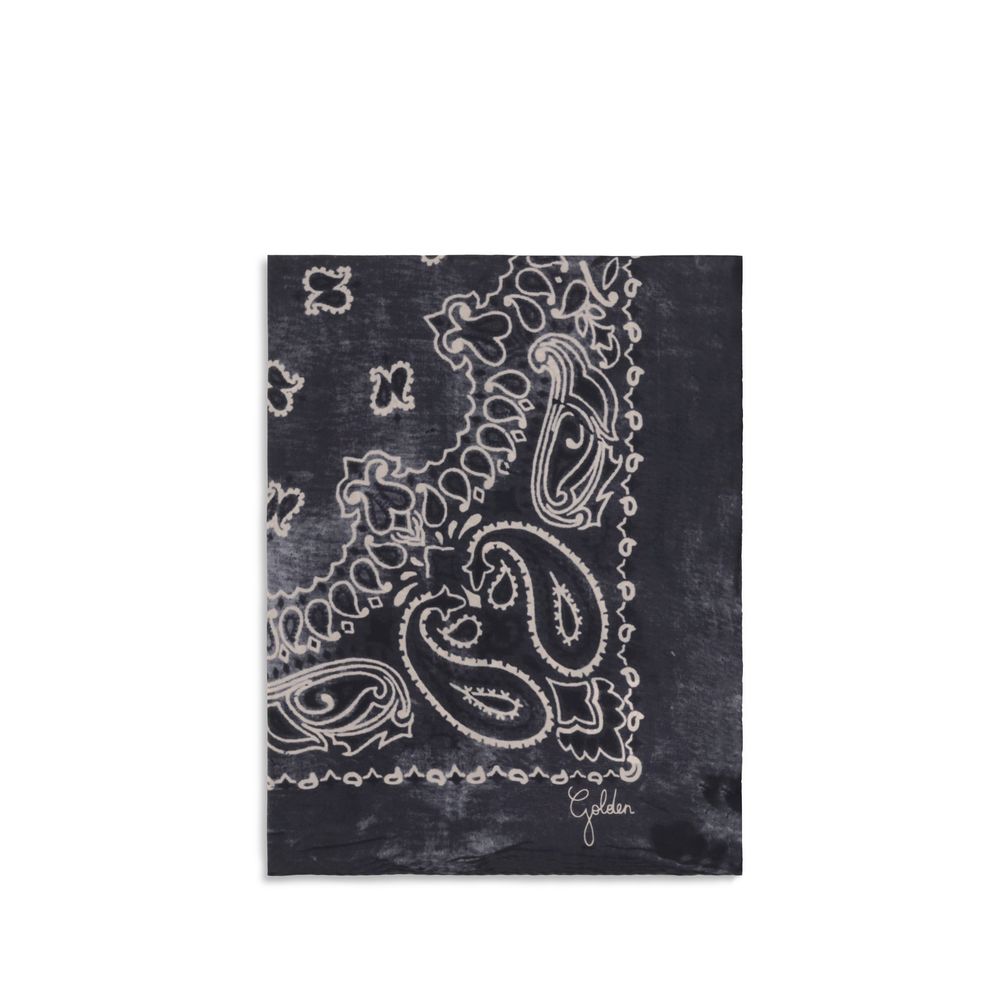 Golden Goose Gray Paisley Printed Silk Scarf grau