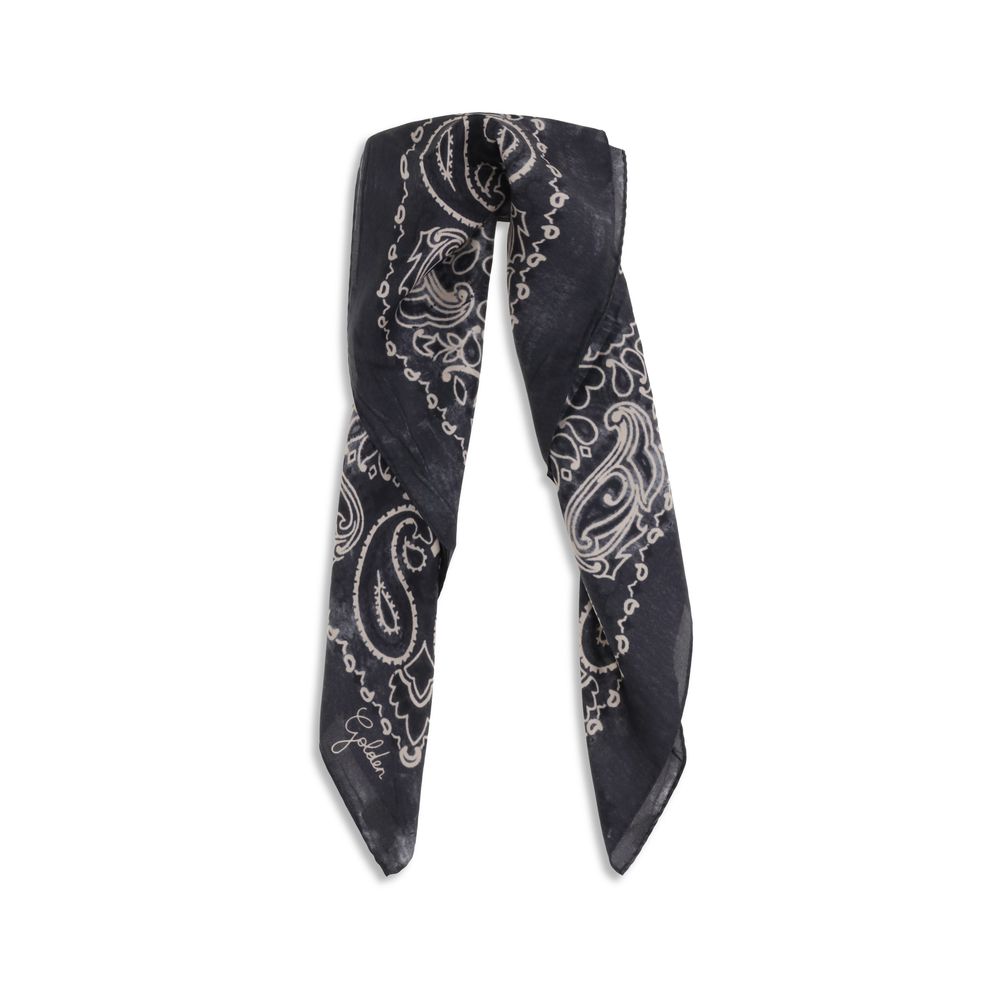 Golden Goose Gray Paisley Printed Silk Scarf grau