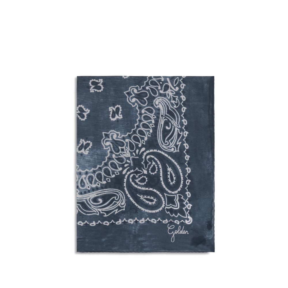 Golden Goose Blue Paisley Printed Silk Scarf