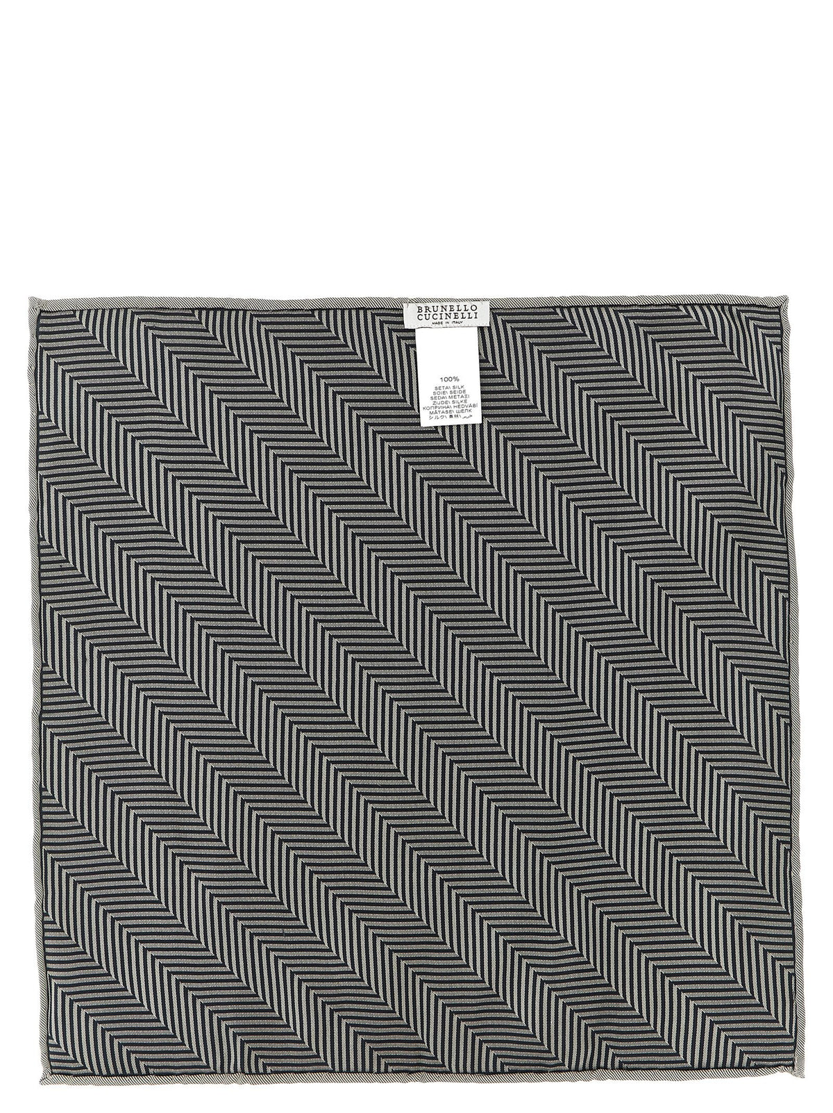 Brunello Cucinelli Gray Silk Pocket Square grau
