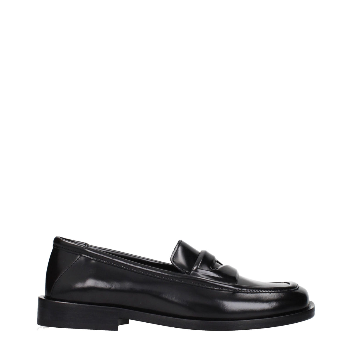 The Attico Black Leather Slip-On Loafers schwarz