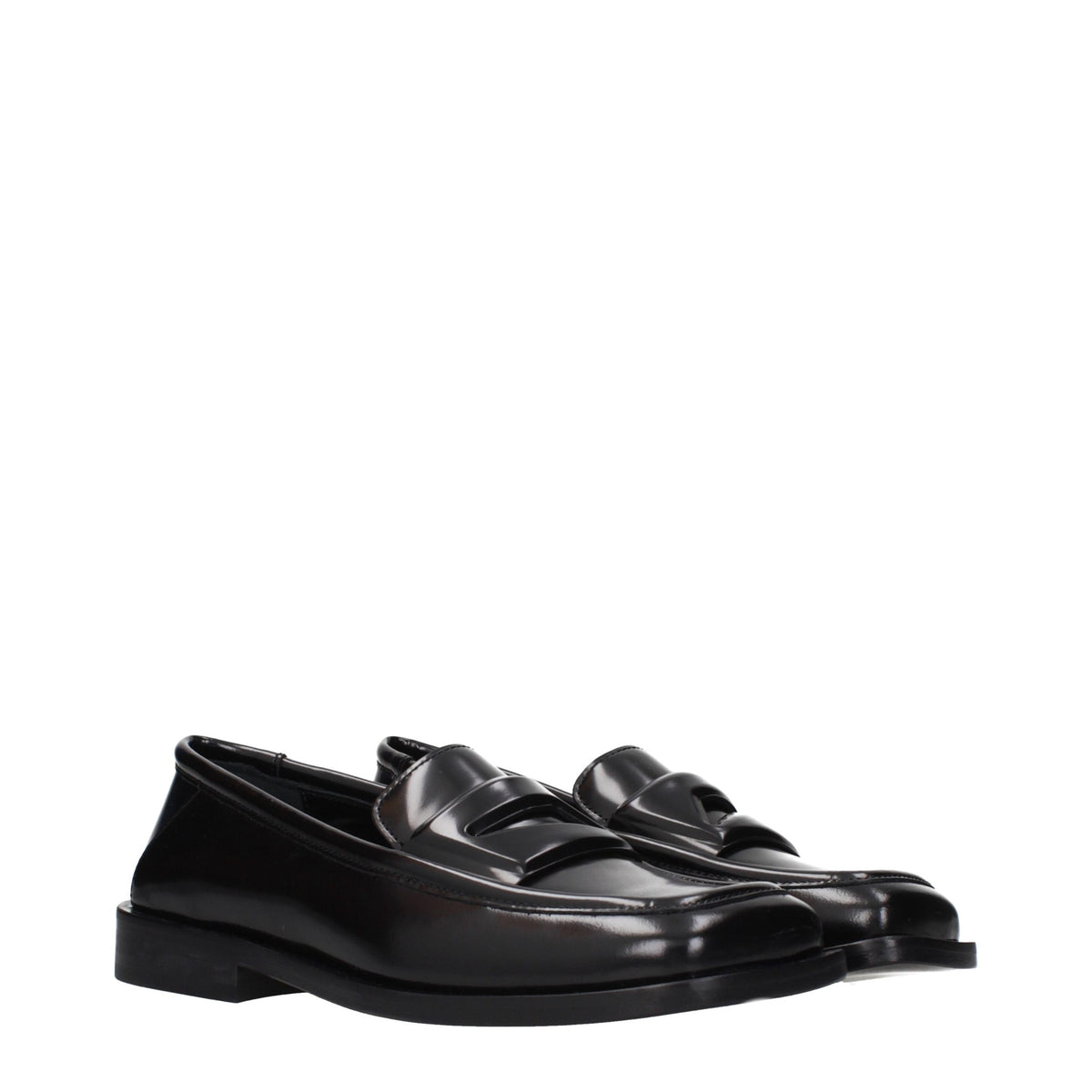 The Attico Black Leather Slip-On Loafers schwarz