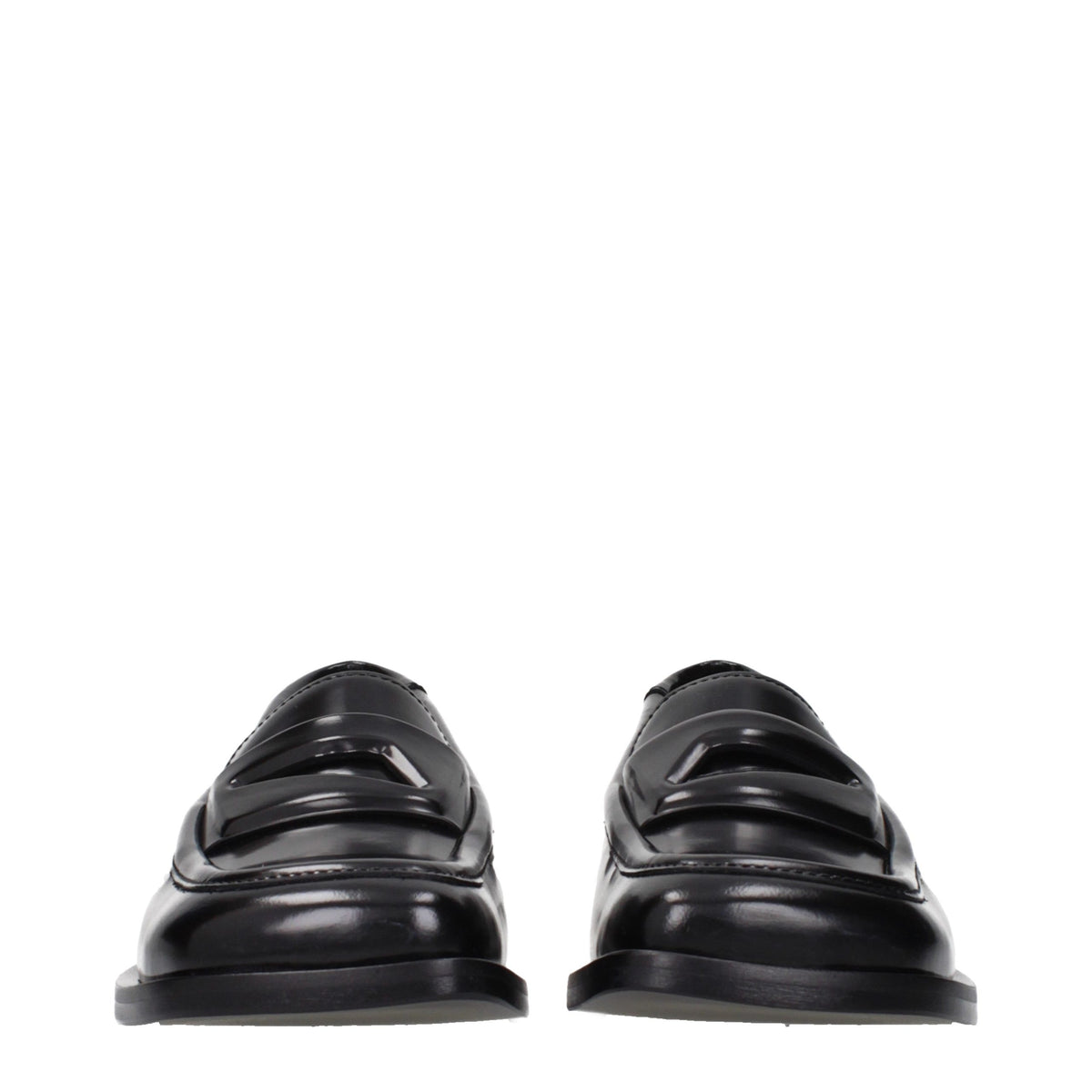 The Attico Black Leather Slip-On Loafers schwarz
