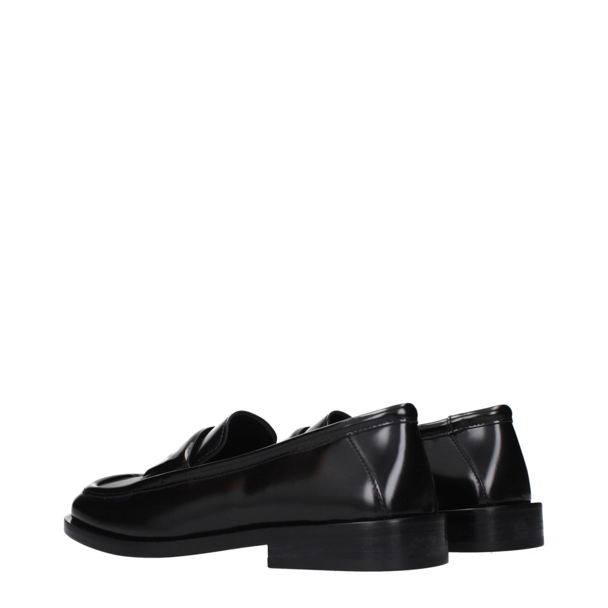 The Attico Black Leather Slip-On Loafers schwarz