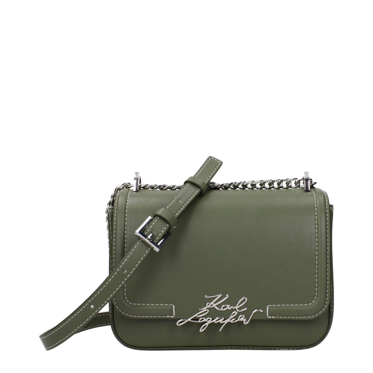 Karl Lagerfeld Green Leather Crossbody Bag grun