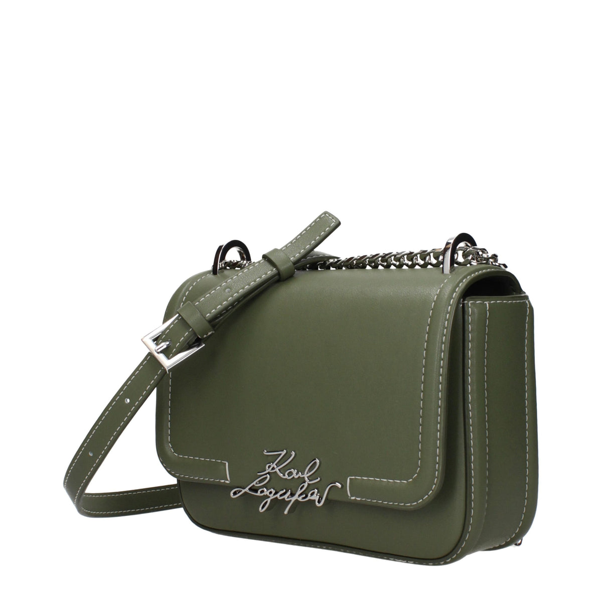 Karl Lagerfeld Green Leather Crossbody Bag grun