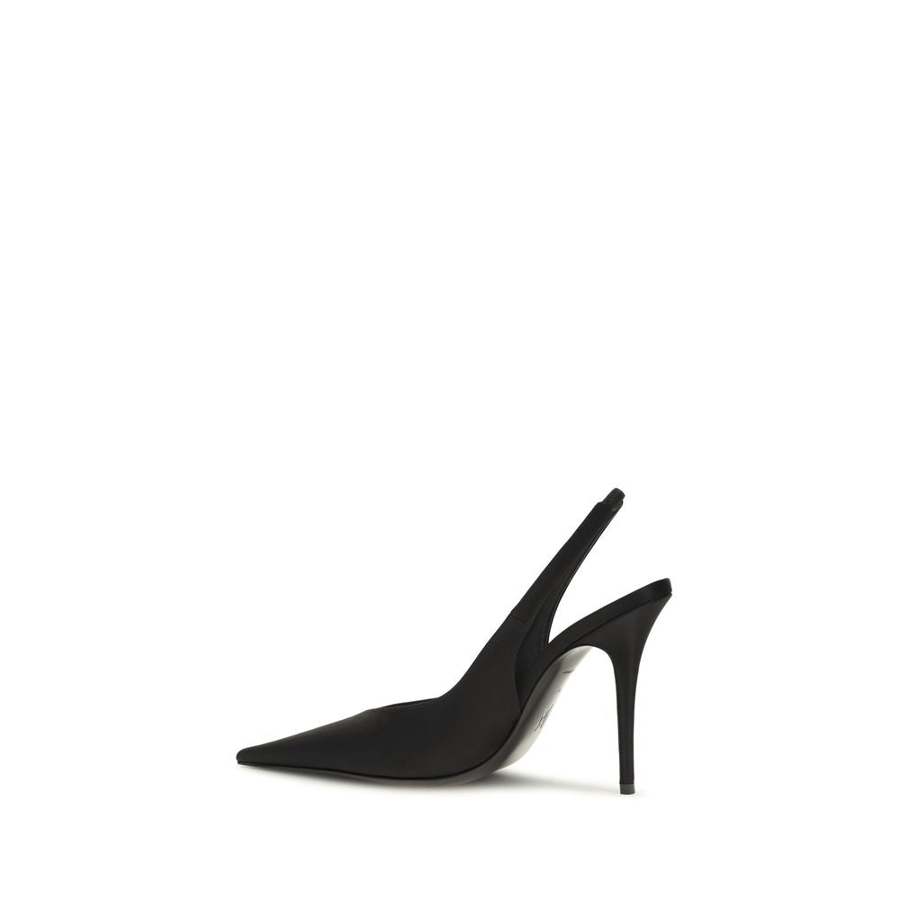 Amina Muaddi Black Satin High Heel Pumps schwarz