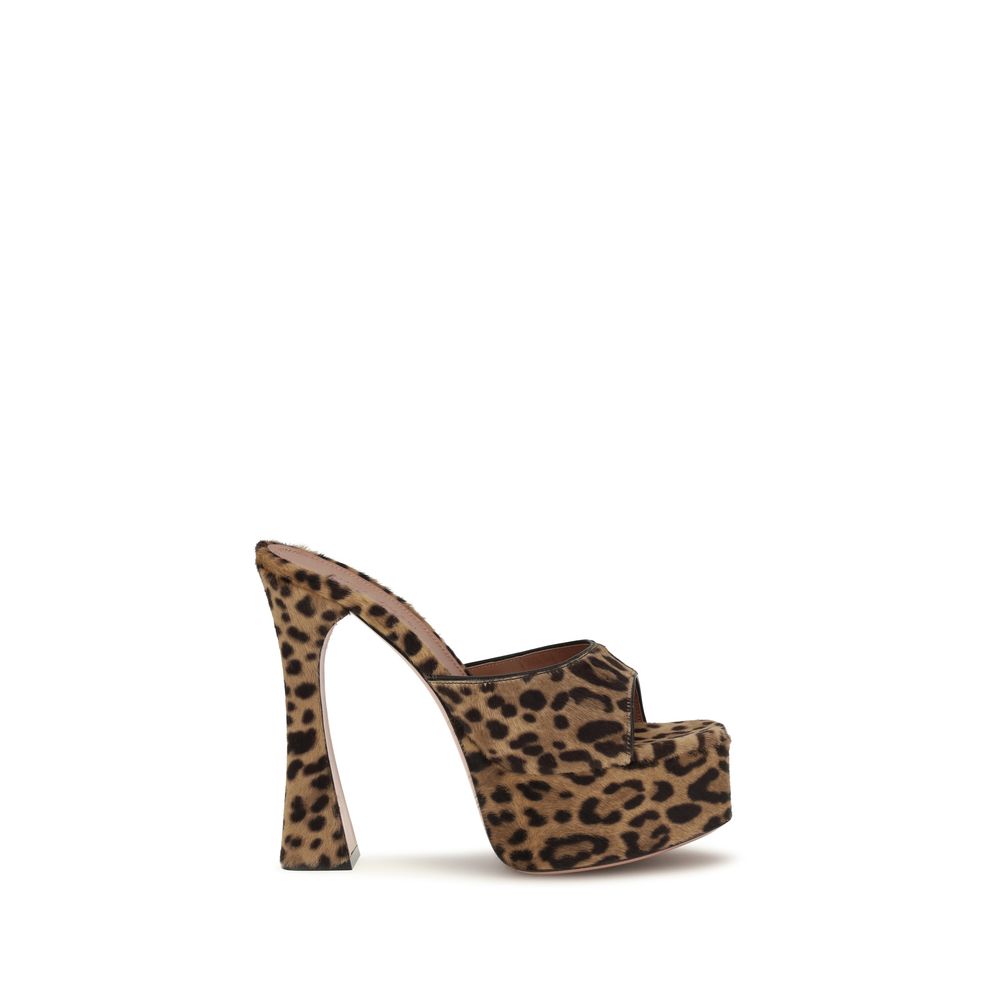 Amina Muaddi Beige 'Slip-On Platform' Sandals