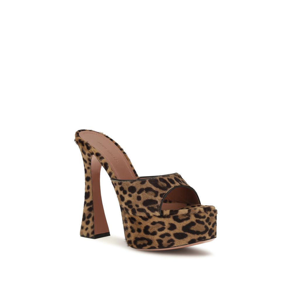 Amina Muaddi Beige 'Slip-On Platform' Sandals