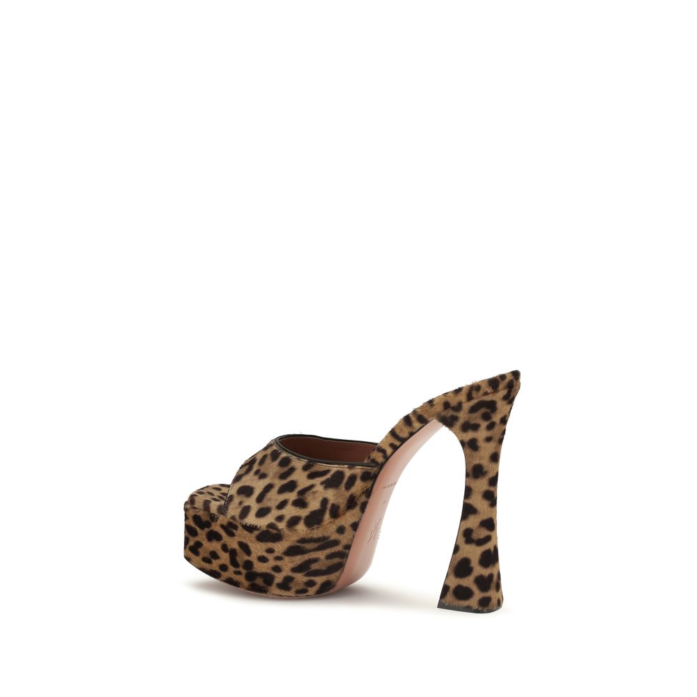 Amina Muaddi Beige 'Slip-On Platform' Sandals
