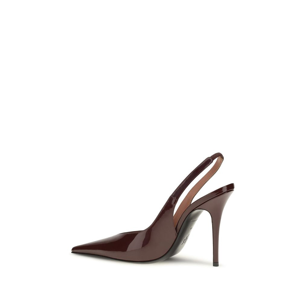 Amina Muaddi Bordeaux Anok Patent Leather Slingback Pumps