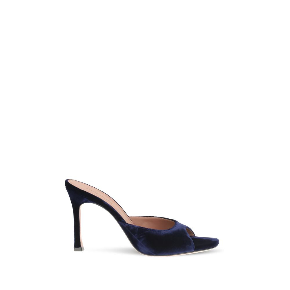 Amina Muaddi Blue Velvet Stiletto Heel Sandals blau