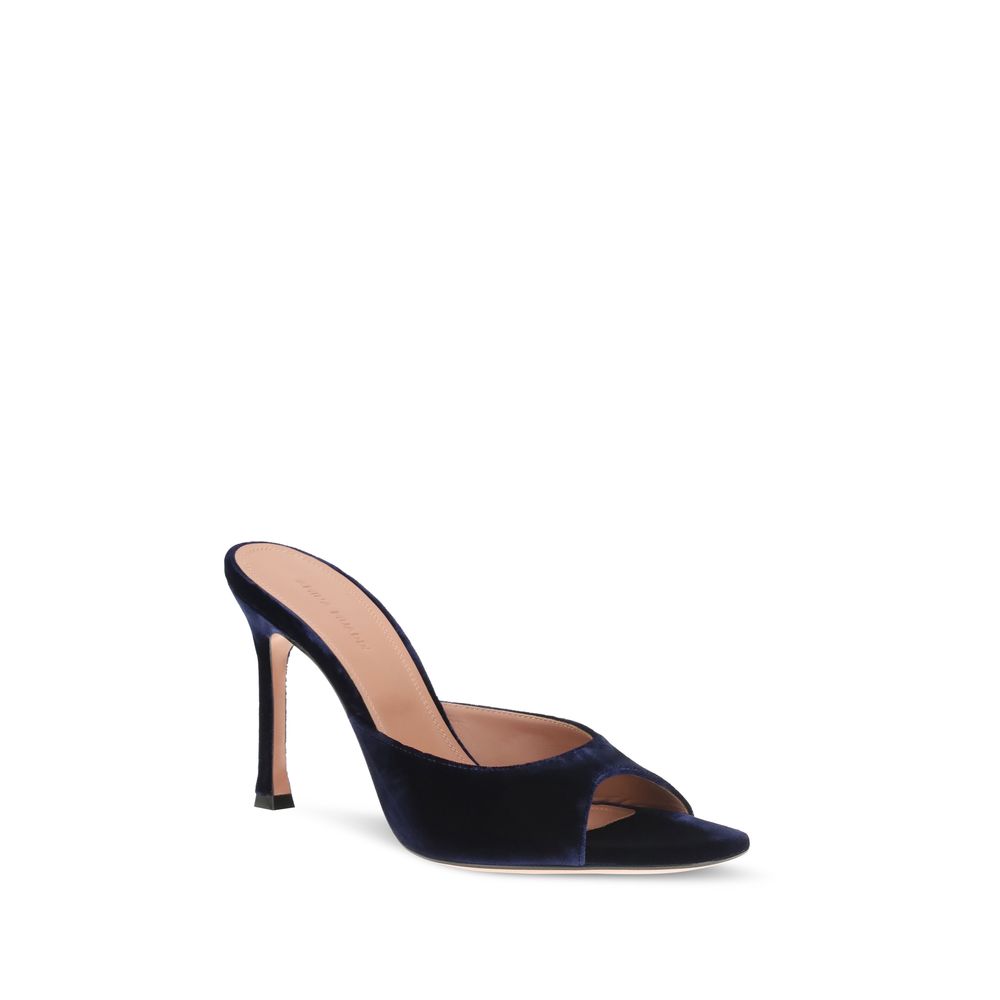 Amina Muaddi Blue Velvet Stiletto Heel Sandals blau