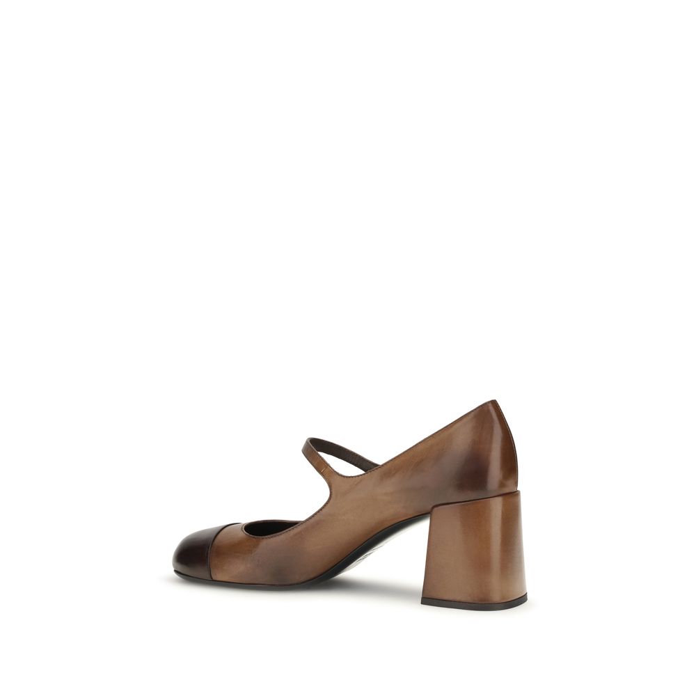 Miu Brown Leather Mary Jane Ballerinas Flats braun