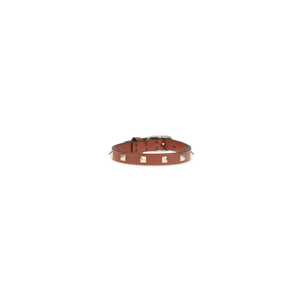 Valentino Garavani Brown Calf Leather Bos Taurus Bracelet braun