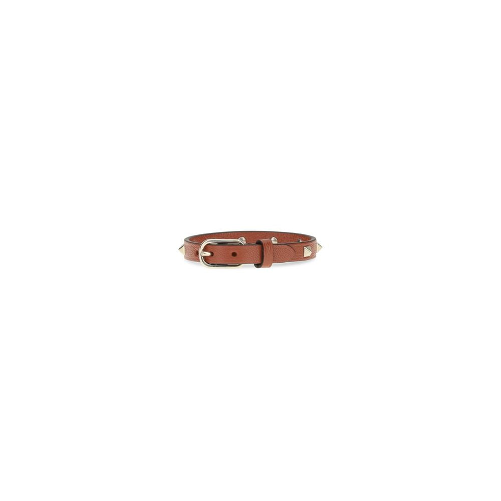 Valentino Garavani Brown Calf Leather Bos Taurus Bracelet braun