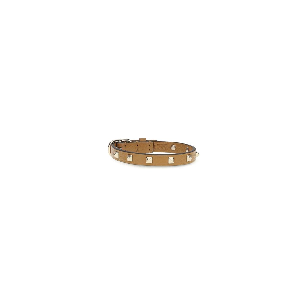Valentino Garavani Brown Calf Leather Bos Taurus Bracelet braun