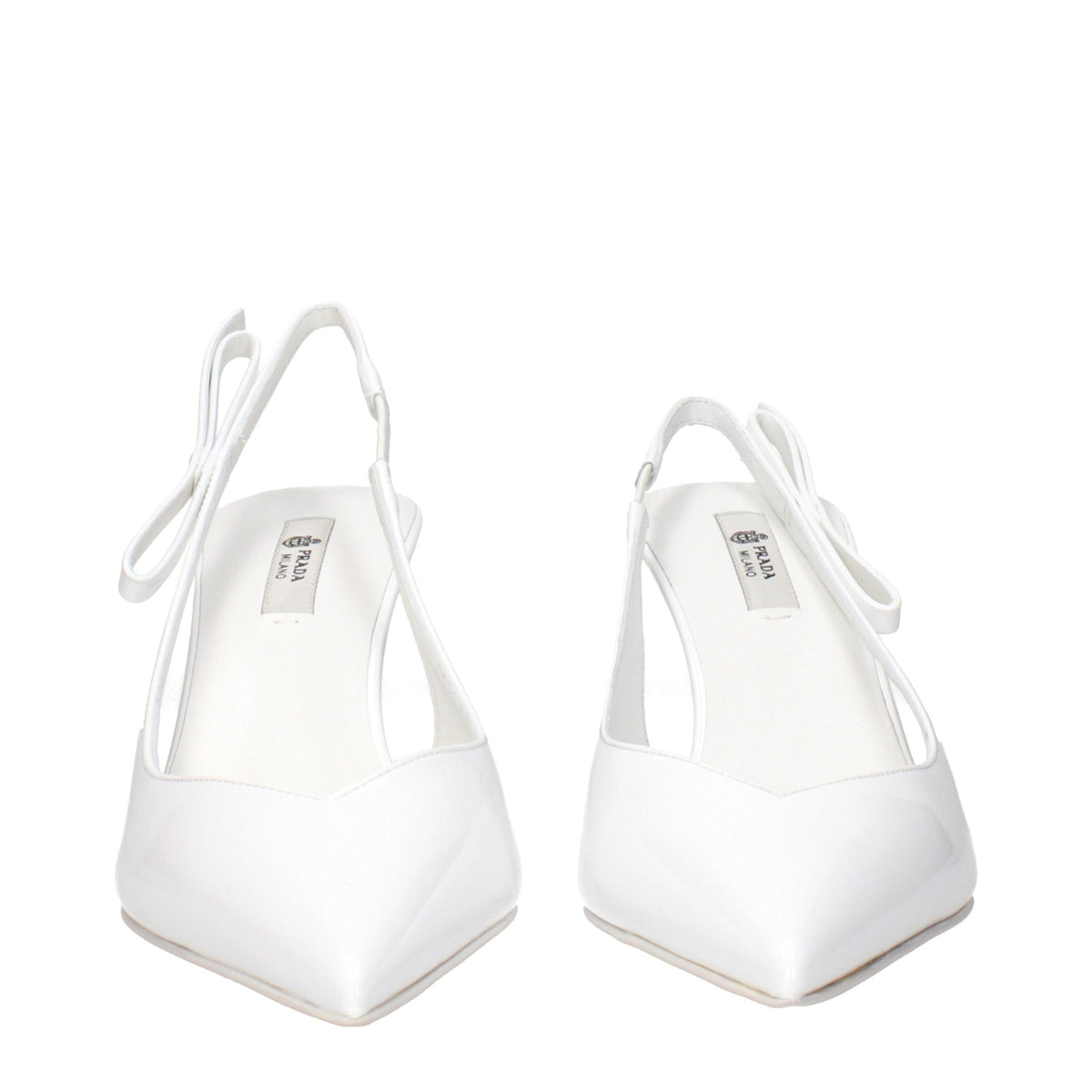 Prada White Leather High Heel Pumps weiss