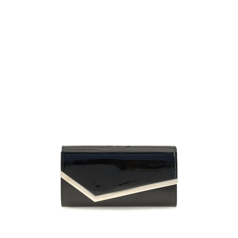 Jimmy Choo Black Emmie Leather Clutch schwarz