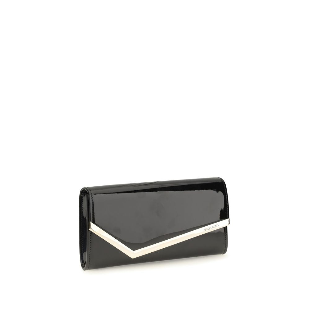 Jimmy Choo Black Emmie Leather Clutch schwarz