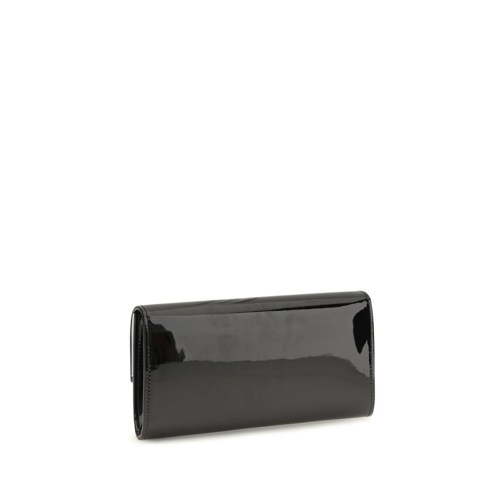 Jimmy Choo Black Emmie Leather Clutch schwarz