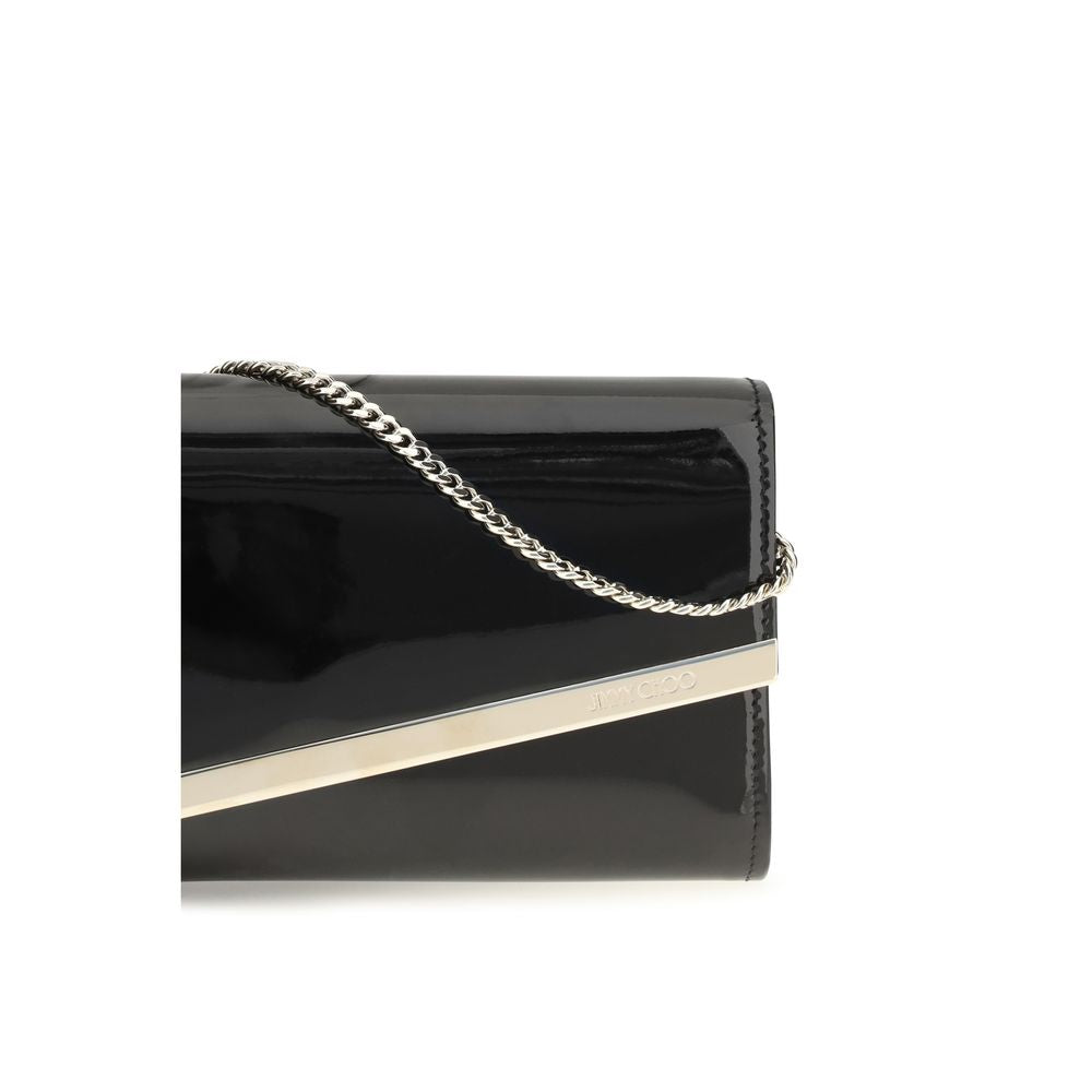 Jimmy Choo Black Emmie Leather Clutch schwarz