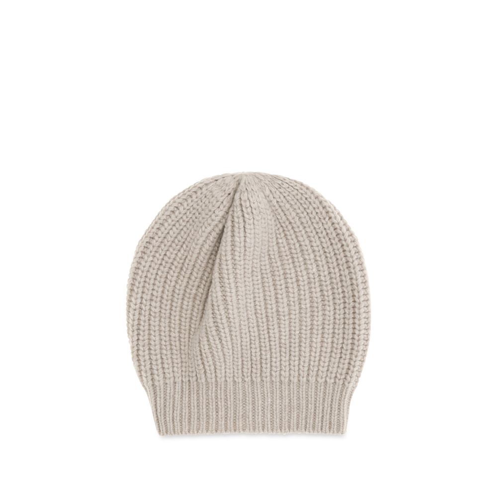 Brunello Cucinelli Beige Cashmere Beanie With Sequins
