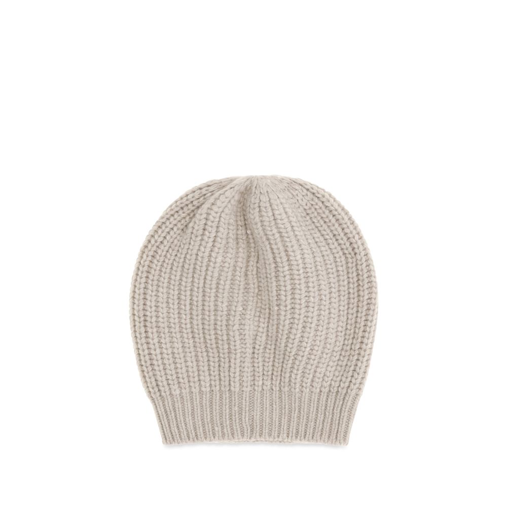 Brunello Cucinelli Beige Cashmere Beanie With Sequins