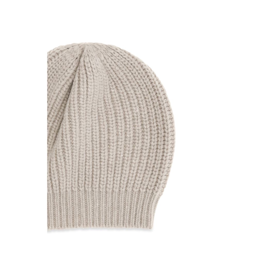 Brunello Cucinelli Beige Cashmere Beanie With Sequins