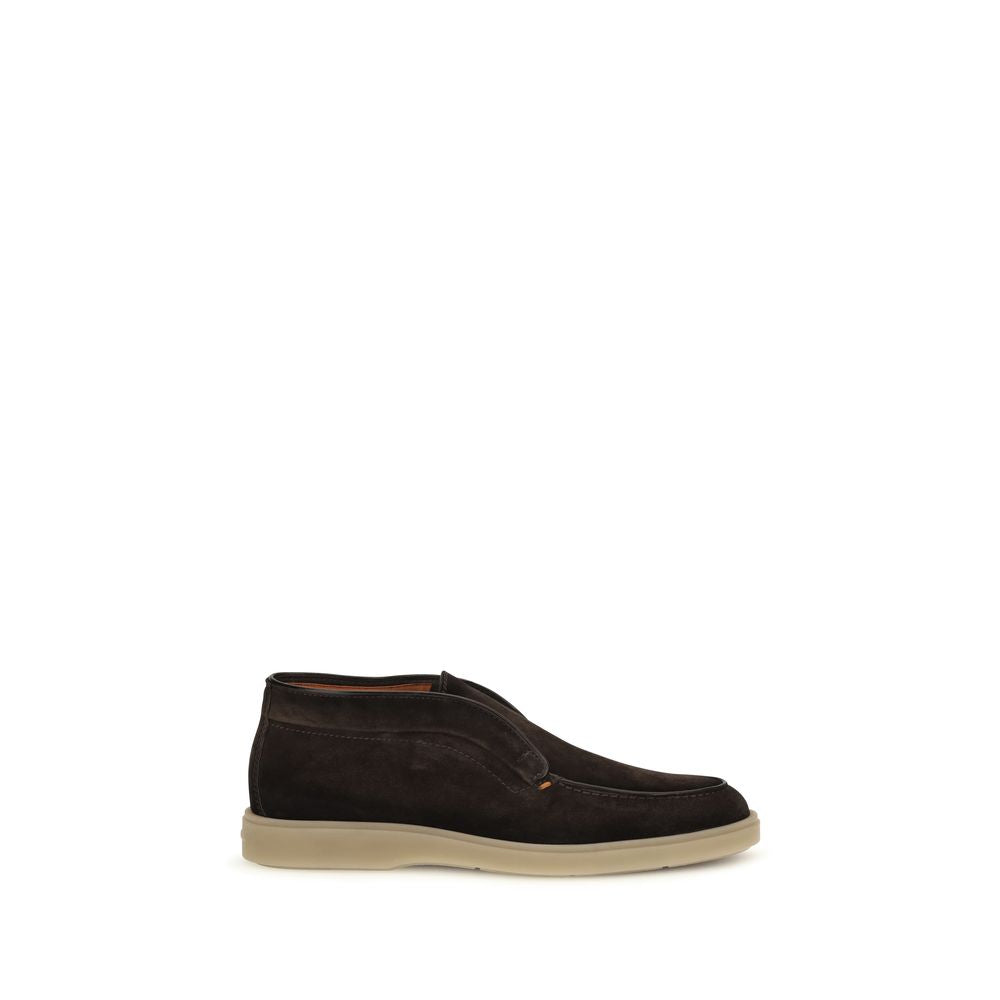 Santoni Brown Suede Leather Slip-On Loafers braun