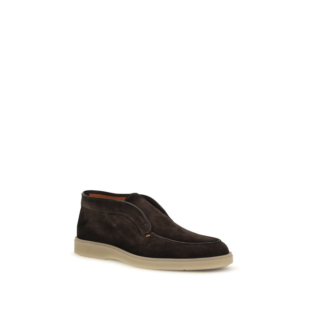 Santoni Brown Suede Leather Slip-On Loafers braun