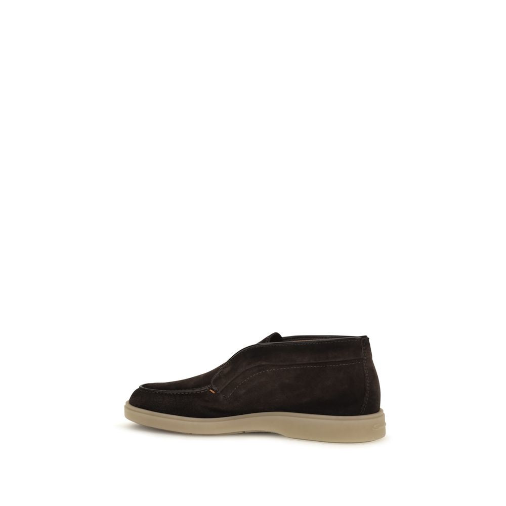 Santoni Brown Suede Leather Slip-On Loafers braun