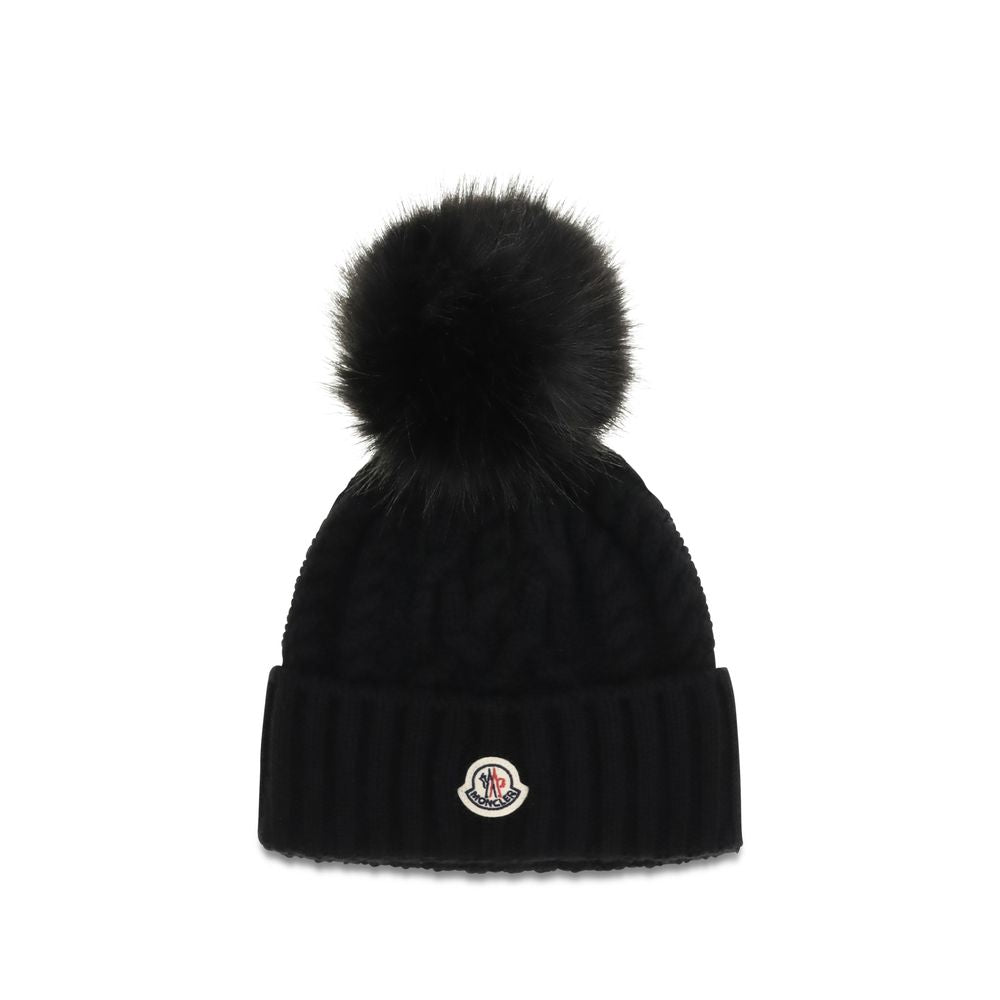 Moncler Black Wool And Cashmere Beanie With Pom-Pom schwarz