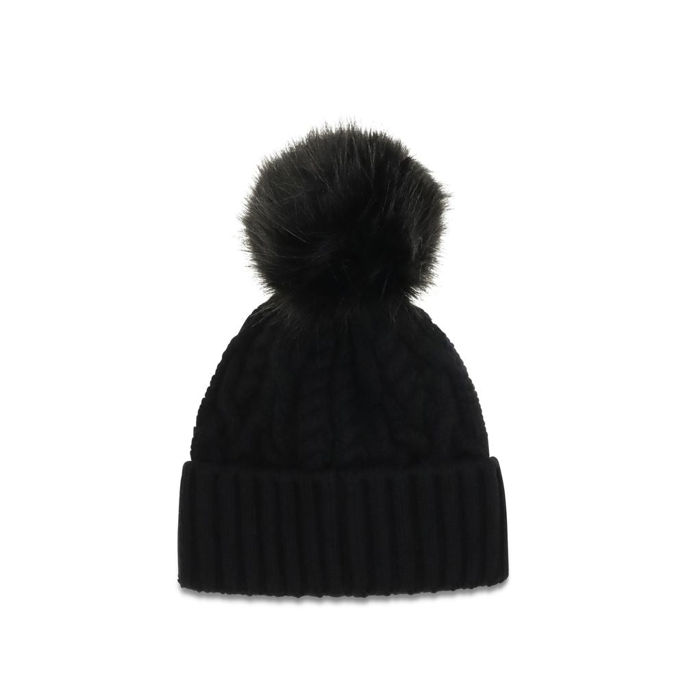 Moncler Black Wool And Cashmere Beanie With Pom-Pom schwarz
