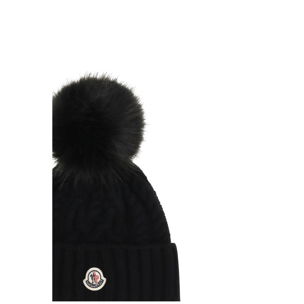 Moncler Black Wool And Cashmere Beanie With Pom-Pom schwarz