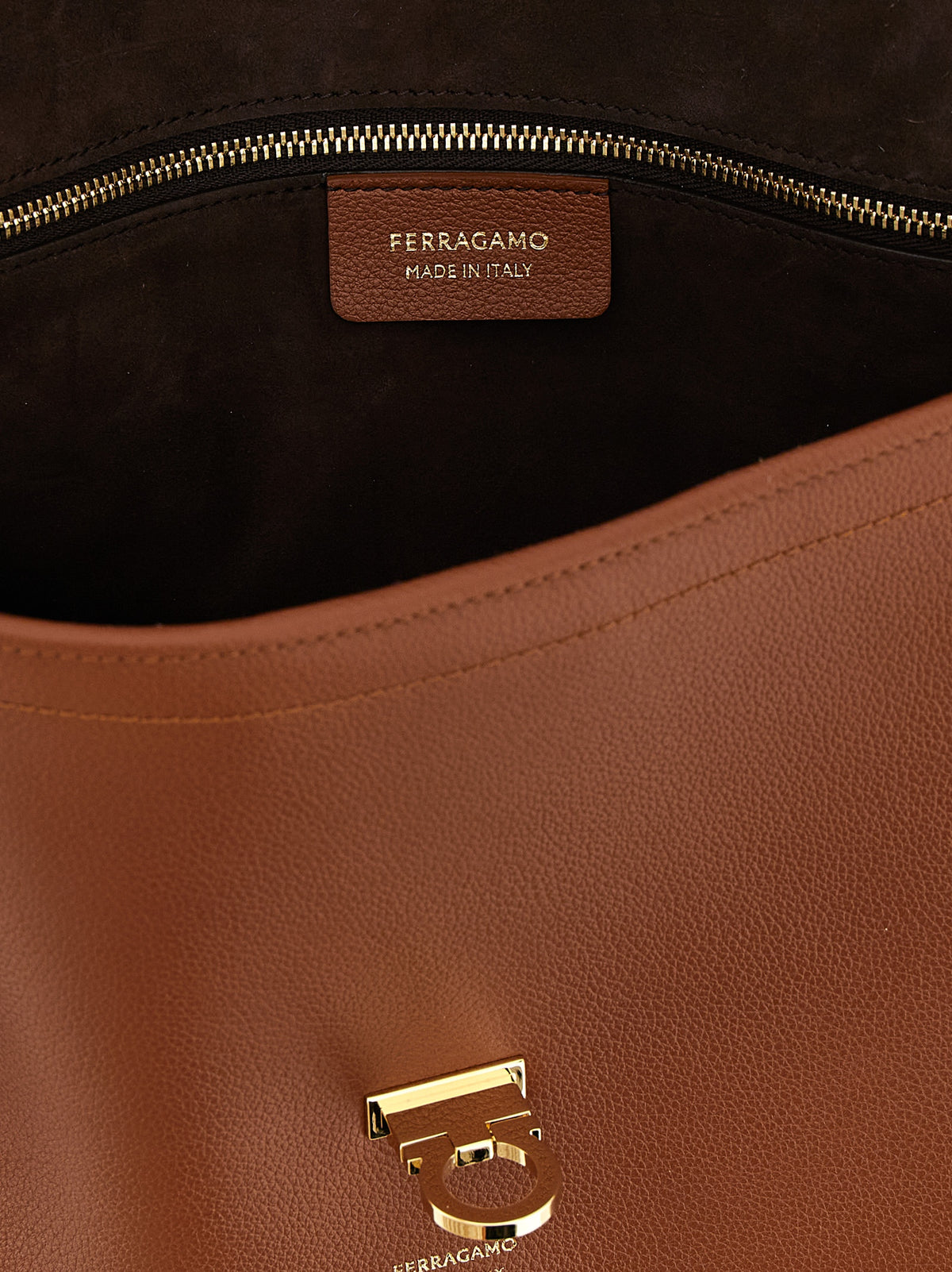 Ferragamo Brown 'Gancini' Shoulder Bag braun