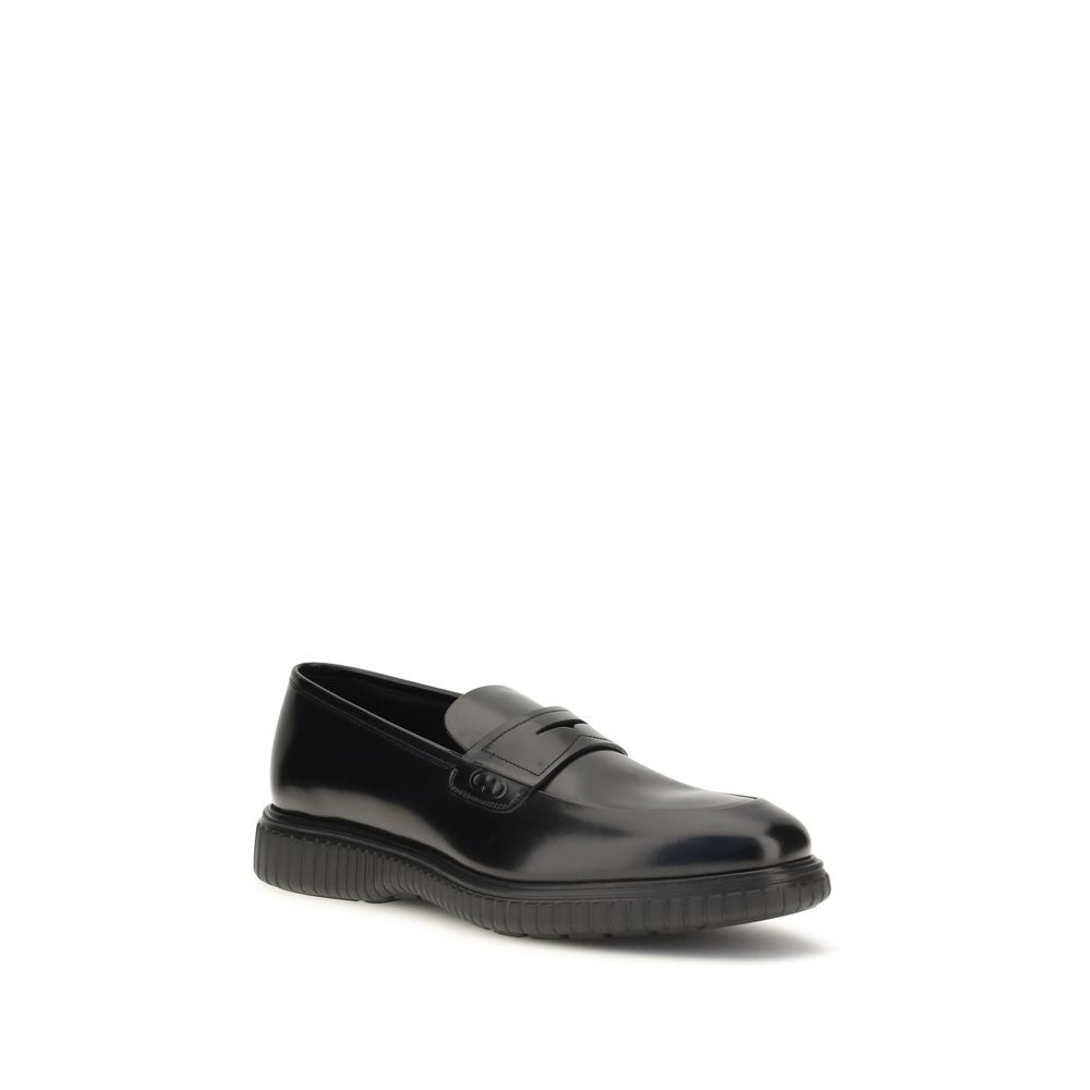 Ferragamo Black 'Slip-On' Small Loafers schwarz