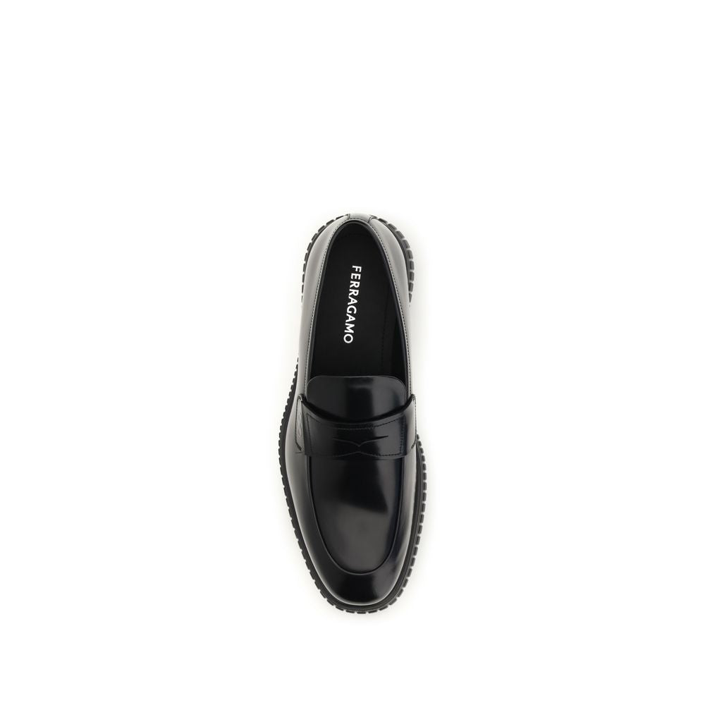Ferragamo Black 'Slip-On' Small Loafers schwarz