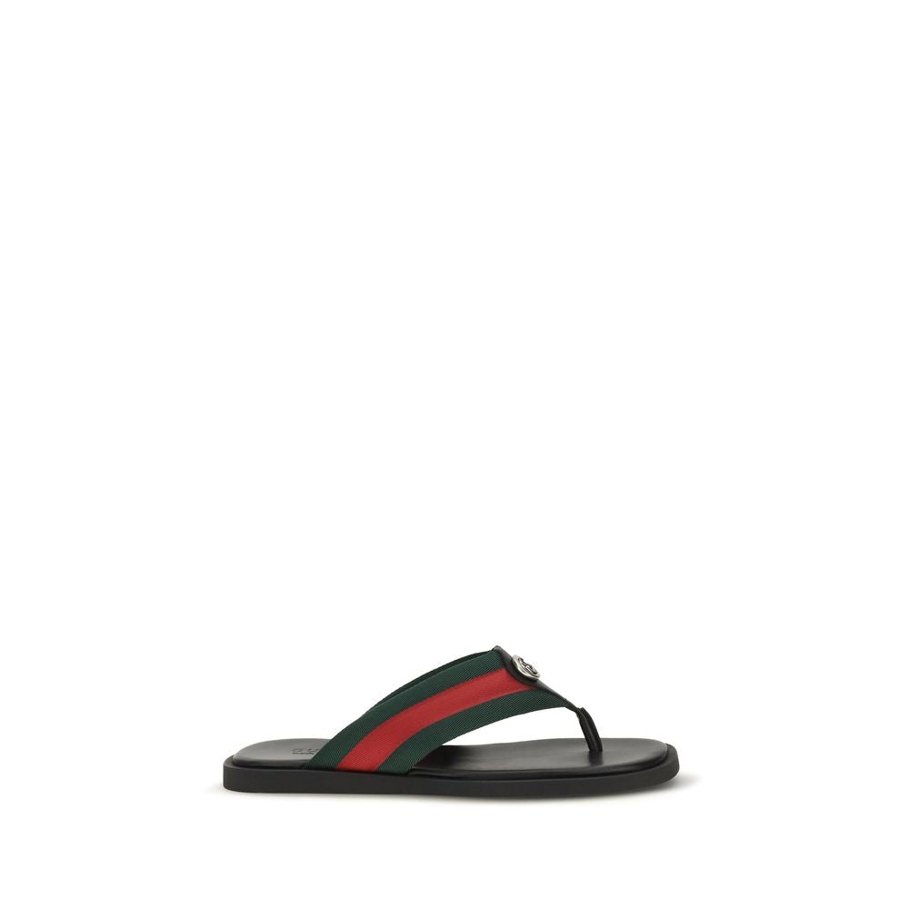 Gucci Black Maverik GG Interlocking Flip-Flop Sandals schwarz