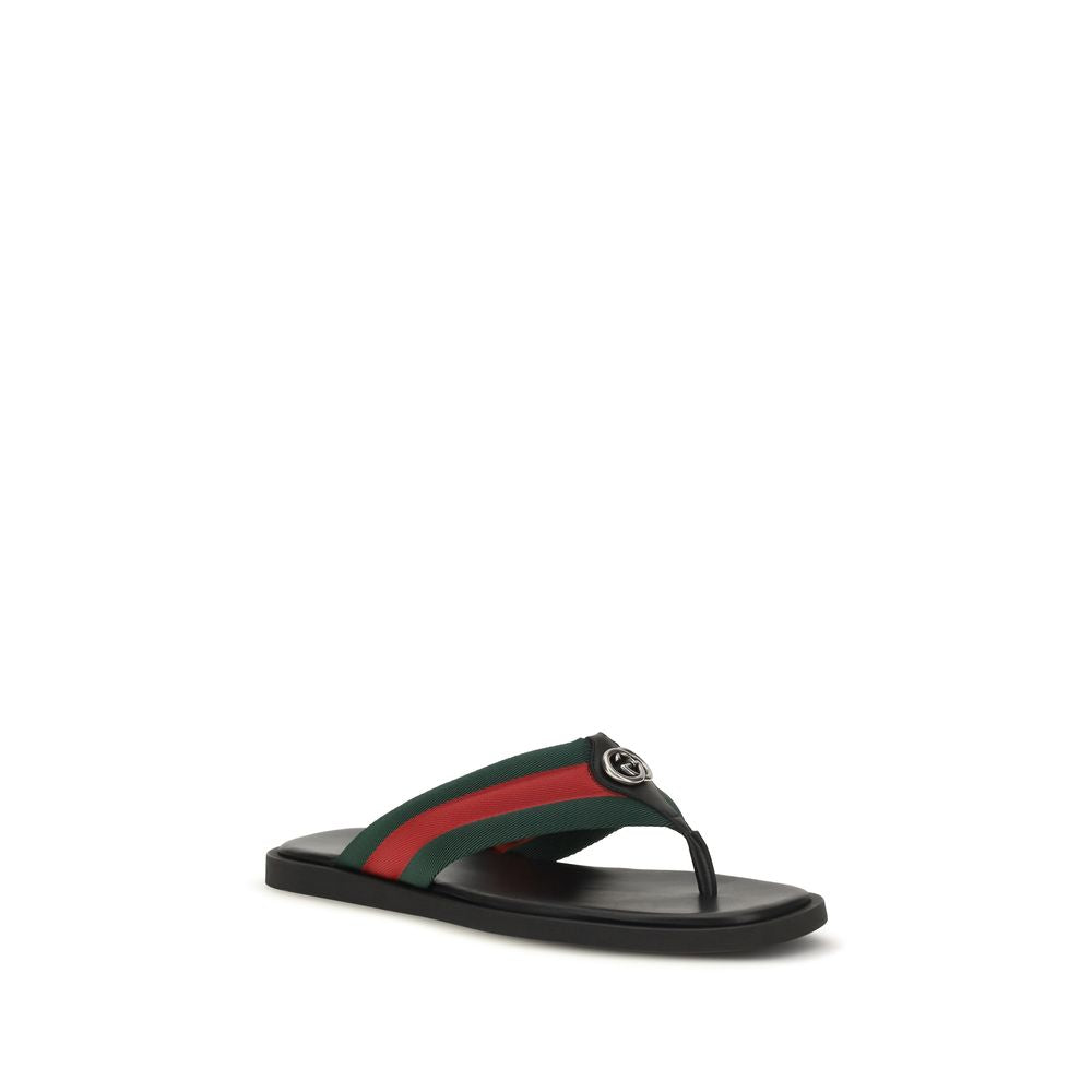 Gucci Black Maverik GG Interlocking Flip-Flop Sandals schwarz
