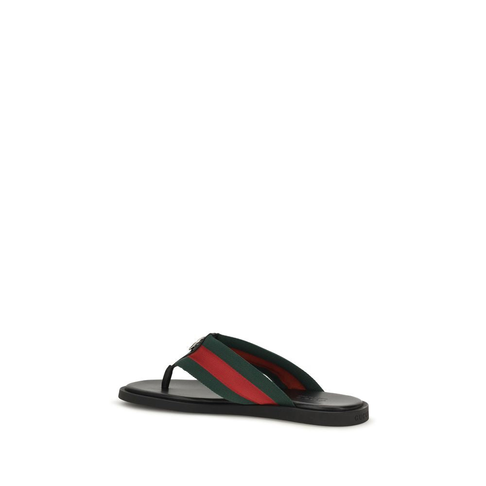 Gucci Black Maverik GG Interlocking Flip-Flop Sandals schwarz