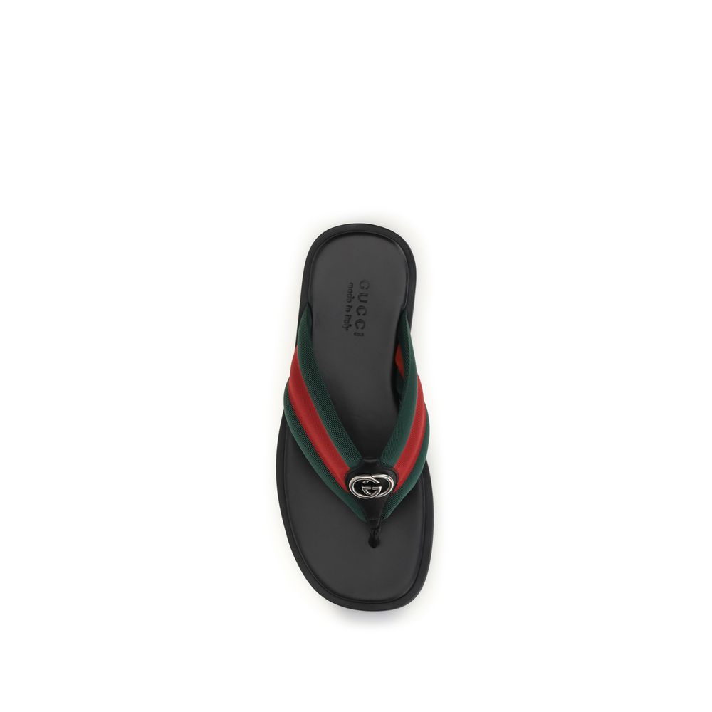 Gucci Black Maverik GG Interlocking Flip-Flop Sandals schwarz