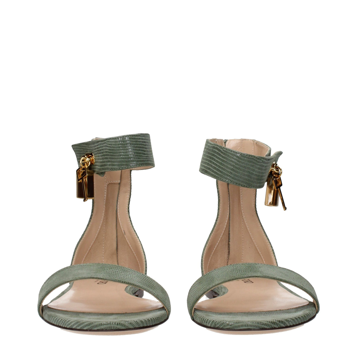 Tom Ford Green Leather Flat Sandals grun