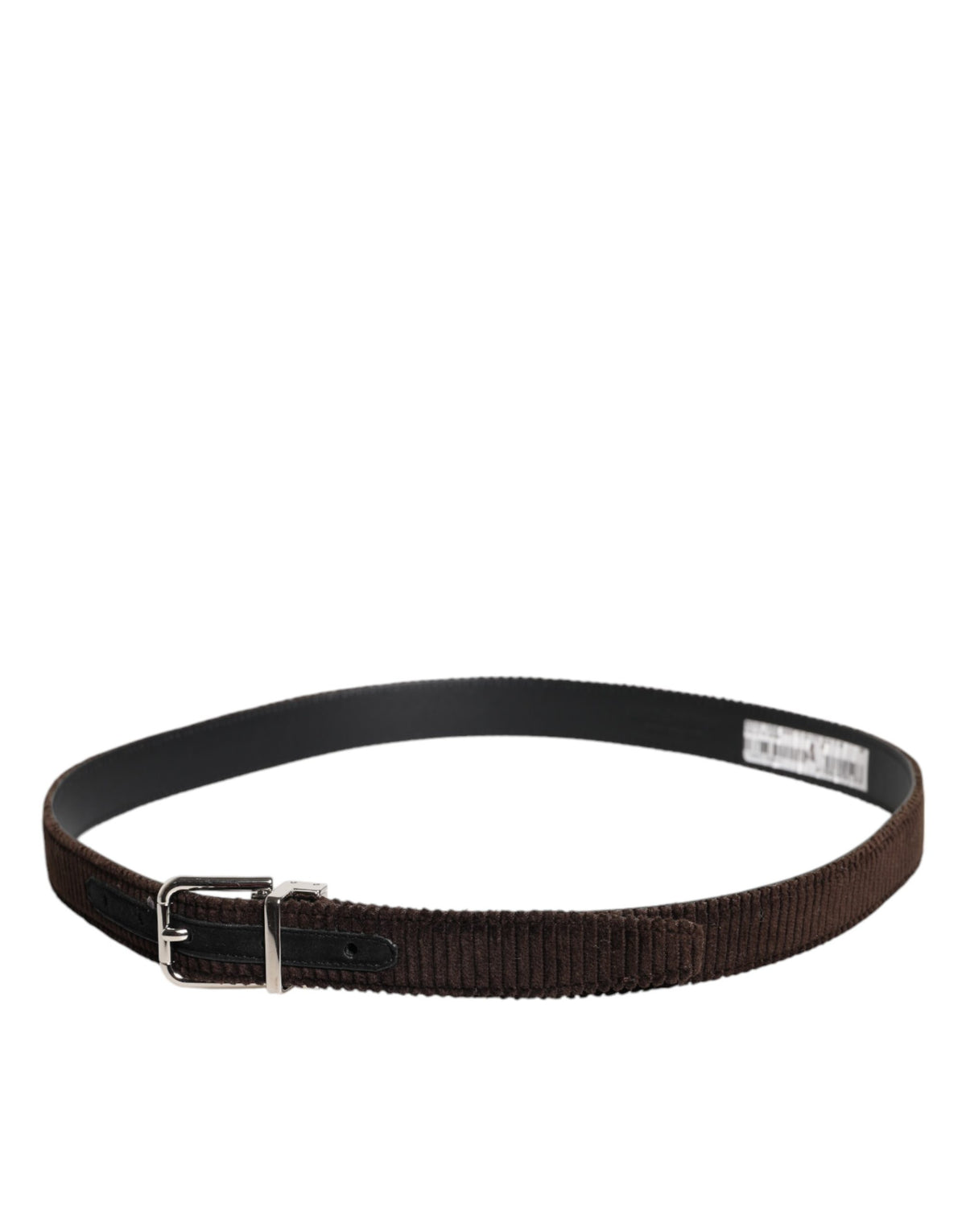 Dolce & Gabbana Men Brown Velvet Ridged Silver Buckle Belt braun
