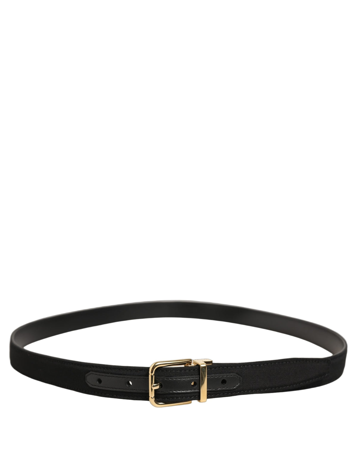 Dolce & Gabbana Black Canvas Leather Gold Metal Buckle Belt schwarz